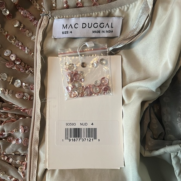 Mac Duggal 93593 Sequined V Neck Bishop Long Sleeve Dress Nude NWT! - Picture 14 of 14